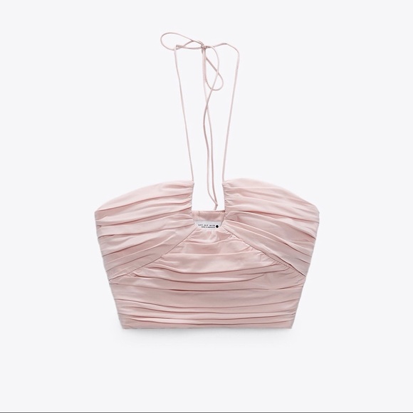 Zara Limited Edition Draped Tie Top Bloggers Favorite NWT Pale Pink XS - Picture 4 of 15